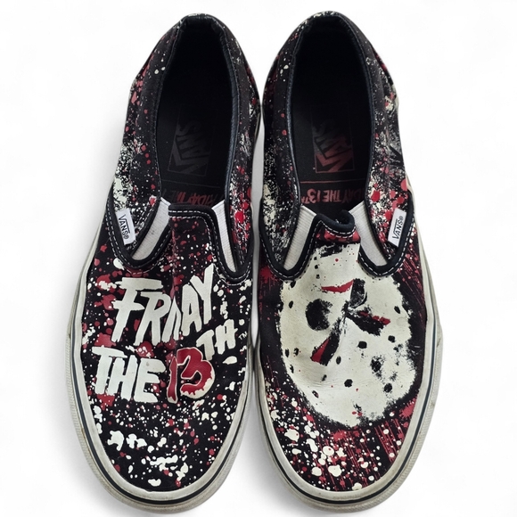 Vans Other - Vans Friday the 13th Slip-On Shoes – Jason Voorhees Horror Graphic Sneakers
